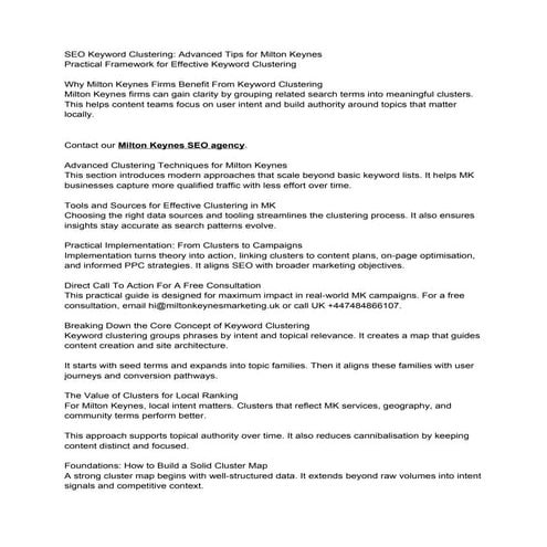 SEO Keyword Clustering - Advanced Tips for Milton Keynes Companies