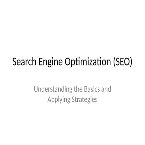Presentation on Search Engine Optimisation | PPTX