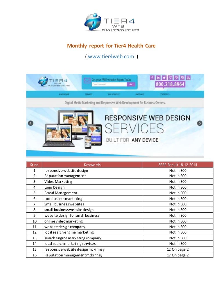 Seo monthly report tier4web Seo monthly report tier4web