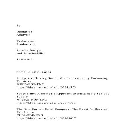 SeOperation Analysis Techniques Product and S.docx