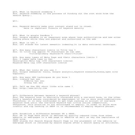 Seo questions for 2013