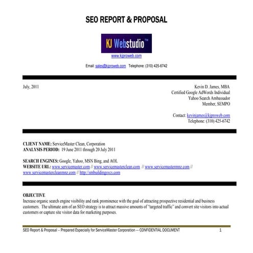SEO, Search Engine Ranking Position (SERP) Report