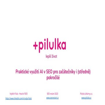 SEO Restart 2023: Vojtěch Fiala - Praktické využití AI v SEO pro začátečníky ...