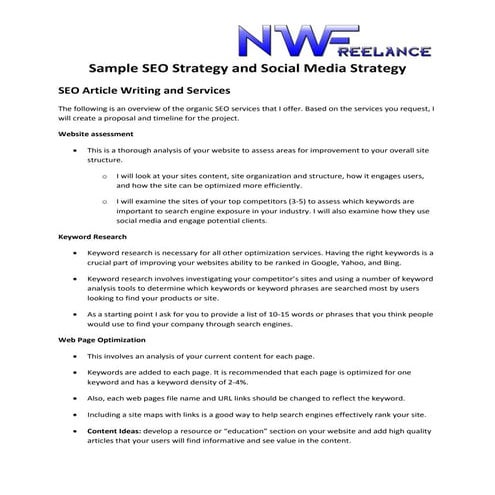 Seo services sample