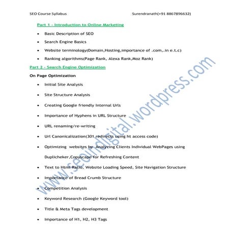 Seo syllabus pdf
