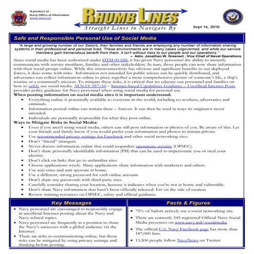 Sep 16 2010 safe and responsible personal use of social media