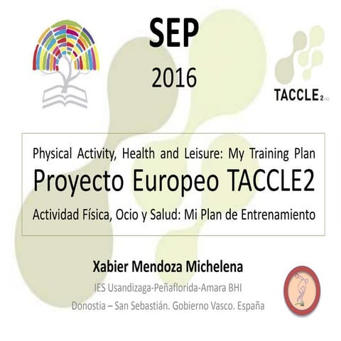 Proyecto TACCLE2: Mi plan de entrenamiento #CongresoSEP2016