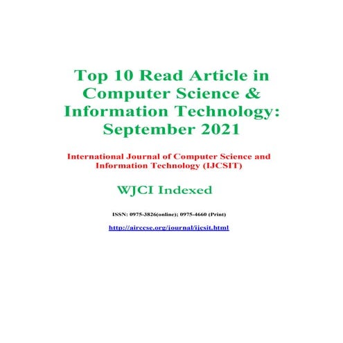 Top 10 Read Article in Computer Science & Information Technology: September 2021