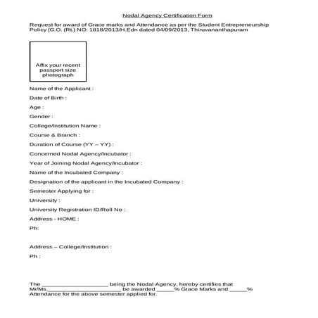 Student Entrepreneurship Policy Application Forms