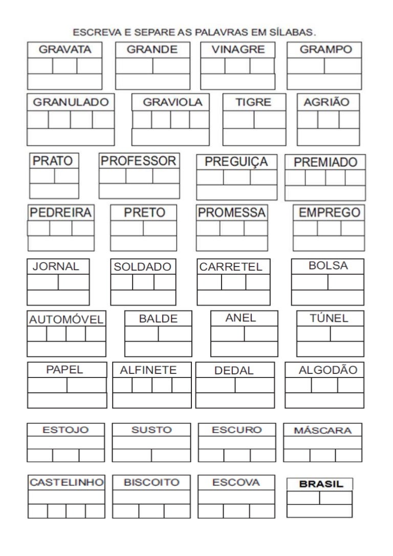 Separação de silabas complexas