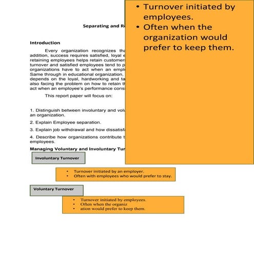 Separating and retaining employees