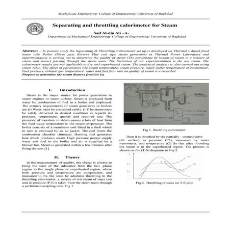 Separating and throttling calorimeter for steam