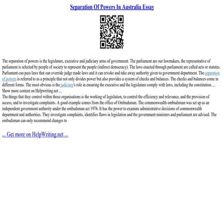 Separation Of Powers In Australia Essay PPT