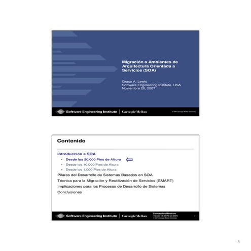 SEPGLA 2007 Migración a Ambientes de Arquitectura Orientada a Servicios (SOA...