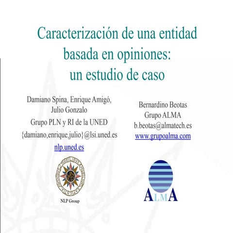 Caracterización de una entidad basada en opiniones: un estudio de caso