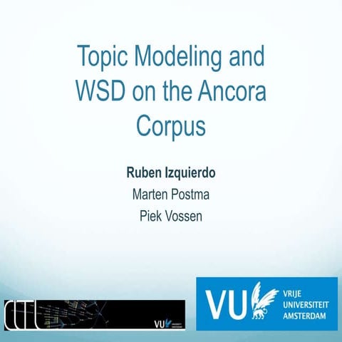 Topic modeling and WSD on the Ancora corpus
