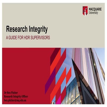 Research Integrity Workshop, Supervision Enhancement, Oct 2015