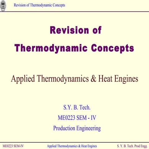 Thermodynamics Lecture 1 | PPT