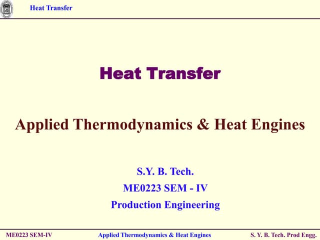 Thermodynamics Chapter 3- Heat Transfer