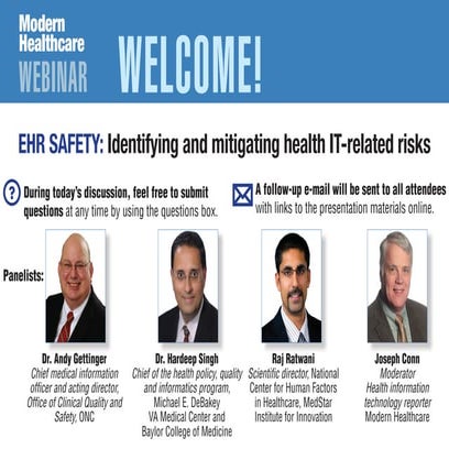 EHR Safety - Identifying and Mitigating Health IT-related Risks (Webinar Slides)