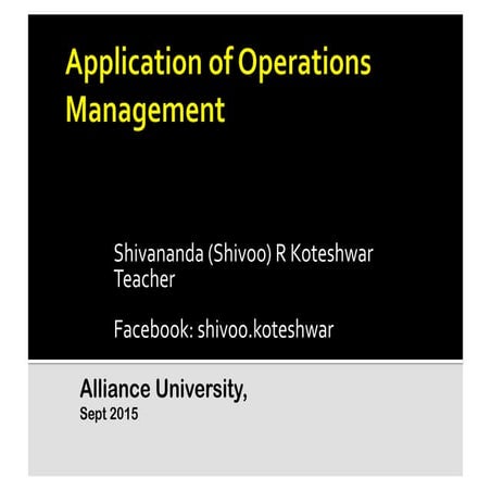 Application of Operations Management