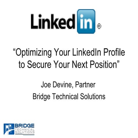 Sept 16 2009 Snec Pmi   Optimizing Your Linked In Profile