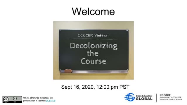 CCCOER Presents: Decolonizing The Course