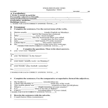 September Exam 3 Eso1