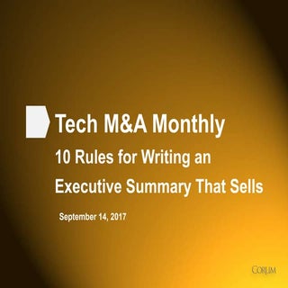 Tech M&A Monthly: 10 Rules for Writ...