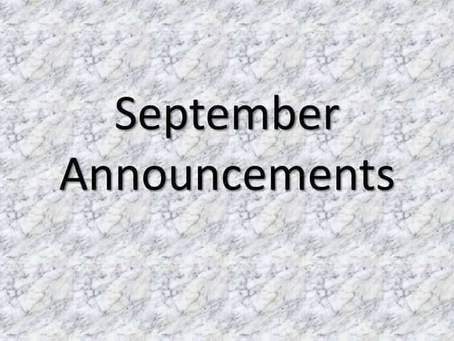 September 2012 announcements