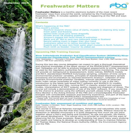 Freshwater Matters from the FBA September2014