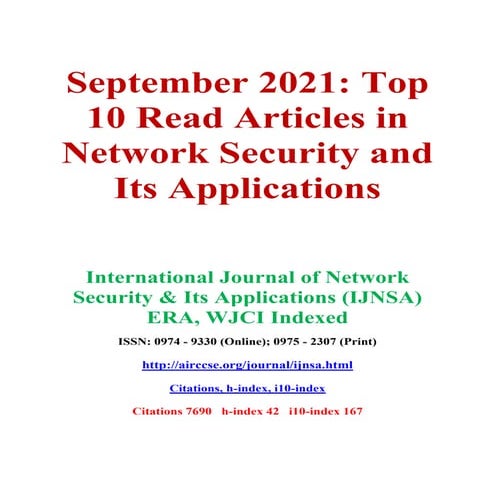 September 2021: Top 10 Read Articles in Network Security and Its Applications