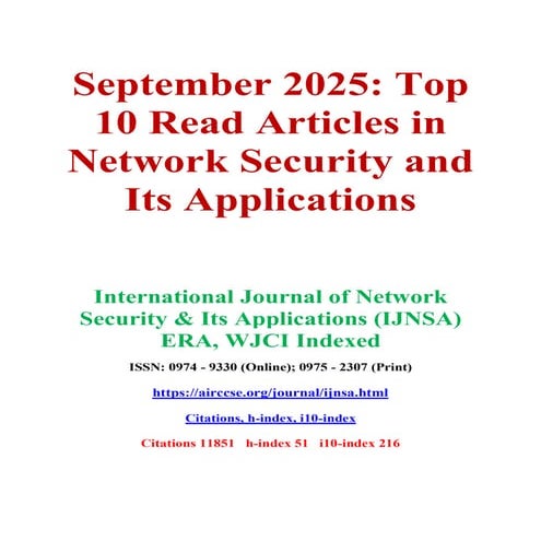 September 2025: Top 10 Read Articles in Network Security and Its Applications