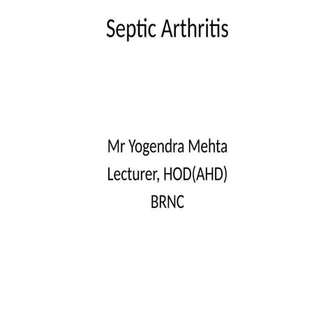 Septic Arthritis.pptx for bachelor of nursing students