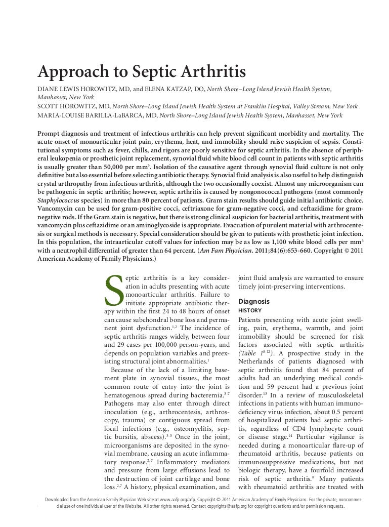 Septic arthritis adult