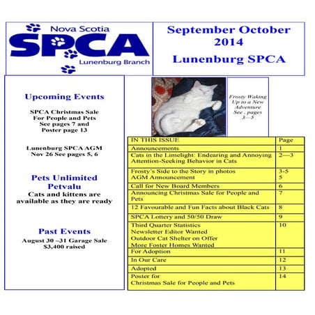 Sept/Oct Lunenburg County SPCA Newsletter