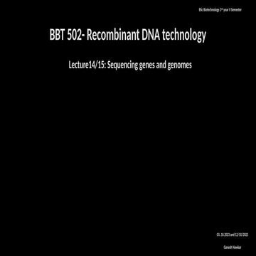 Sequencing Genes And Genomes In R Dna Technology Ppt