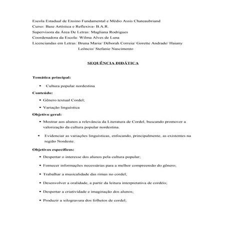 Sequência II - Cordel