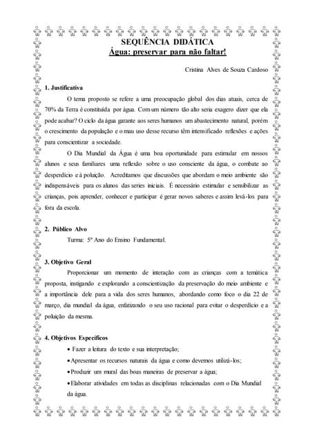 Sequência Didática   ÁGUA
