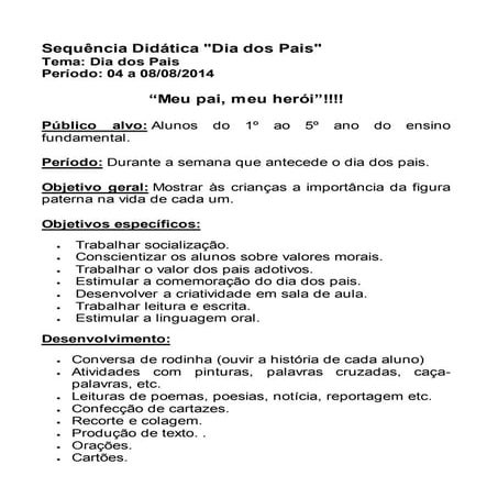 Sequência didática 1º ao 5º ano
