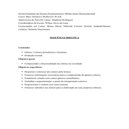 Sequência I - Crônica