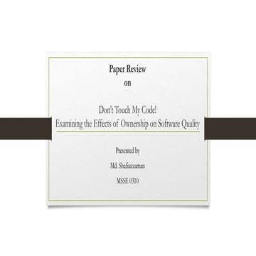  Effects of Ownership on Software Quality