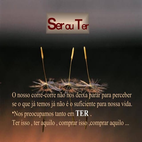 Atividade didática ser e o ter | PPTX