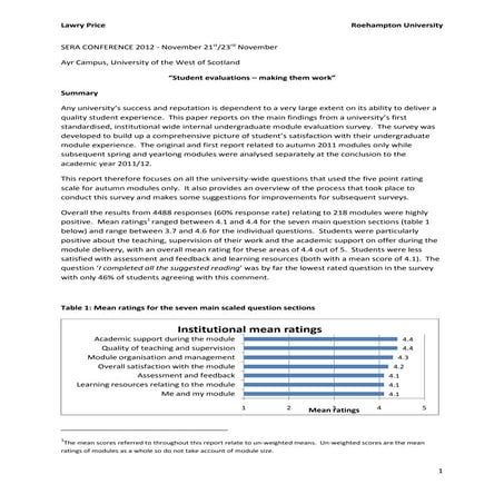 Sera conference 2012  student evaluations