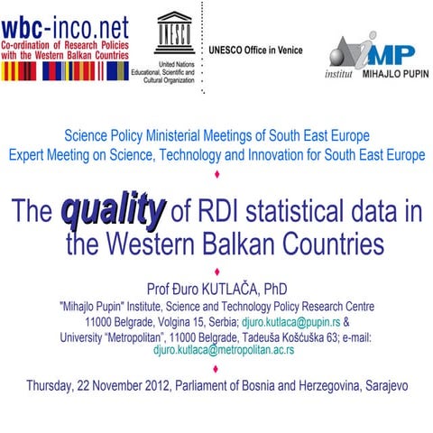 Mr  Đuro KUTLAČA - "Mihajlo Pupin" Institute, Science and Technology Policy R...
