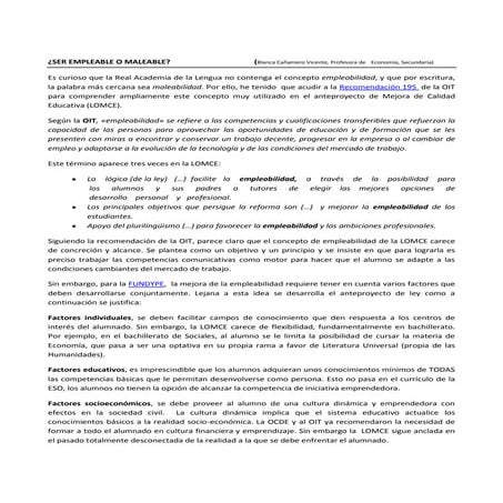 Ser empleabe o ser maleable