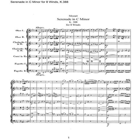 Mozart Serenata para 8 instrumentos de viento k.388