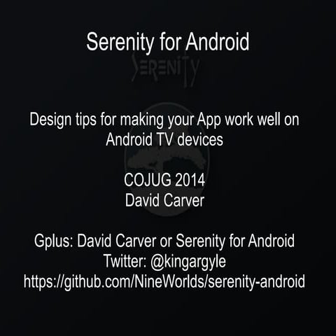 Serenity for Android: Design Tips for Android TV