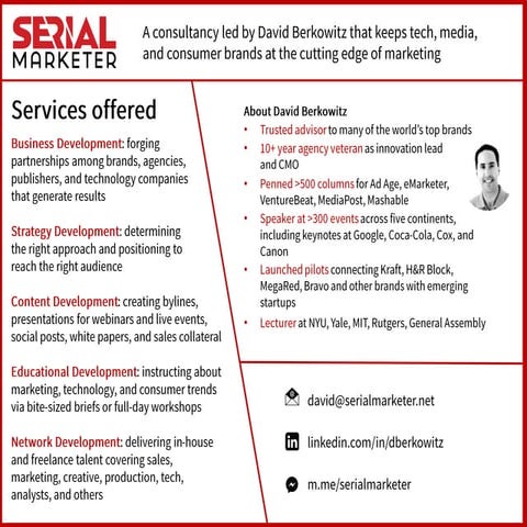 Serial Marketer: 1-sheet overview of marketing consulting services