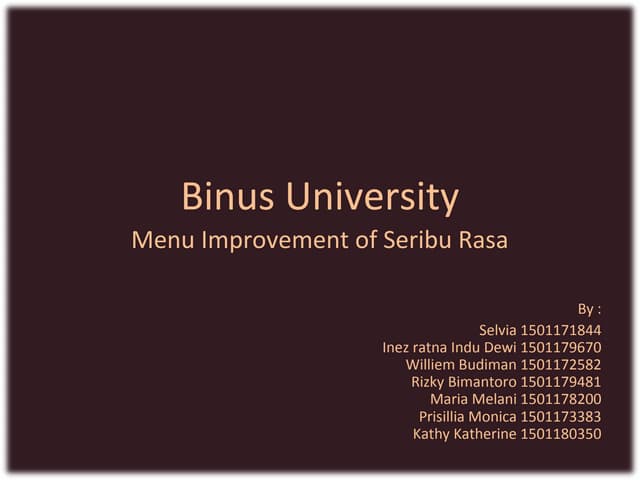 Menu Improvement of Seribu Rasa (Binus University)